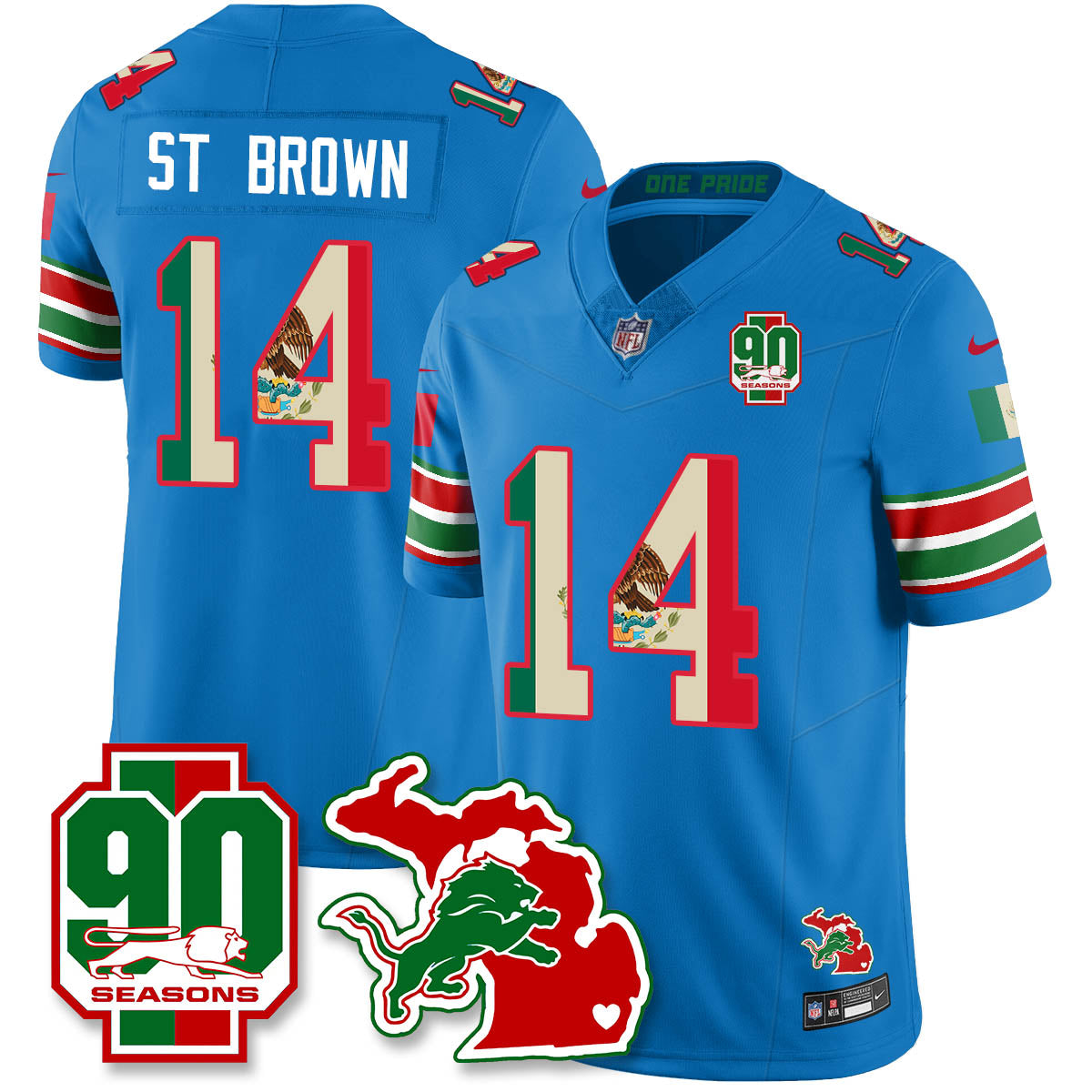 DET Mexico Vapor Limited Jersey - All Stitched