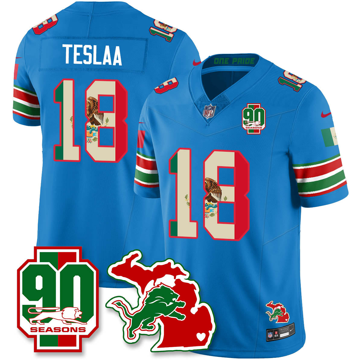 DET Mexico Vapor Limited Jersey - All Stitched