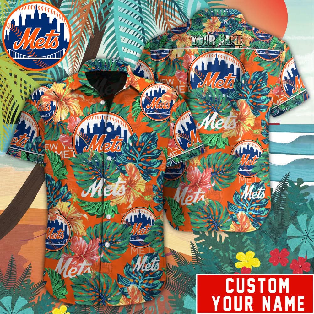 New York Mets Special Hawaiian Design Button Shirt V2304 - The Lucky Shops