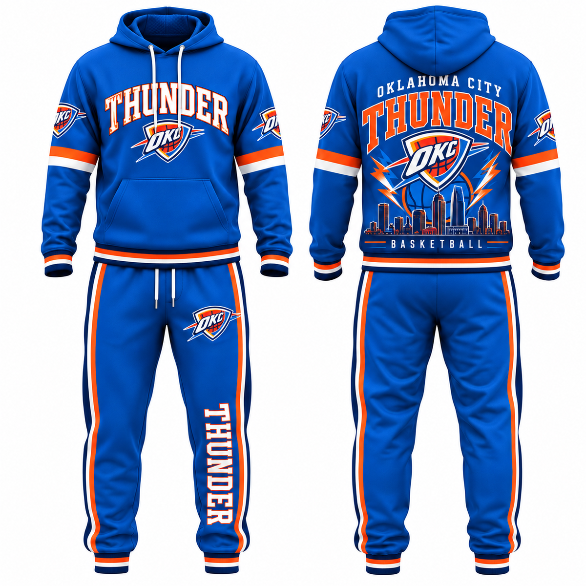 OKC Streetwear Hoodie Pants Set - Printed