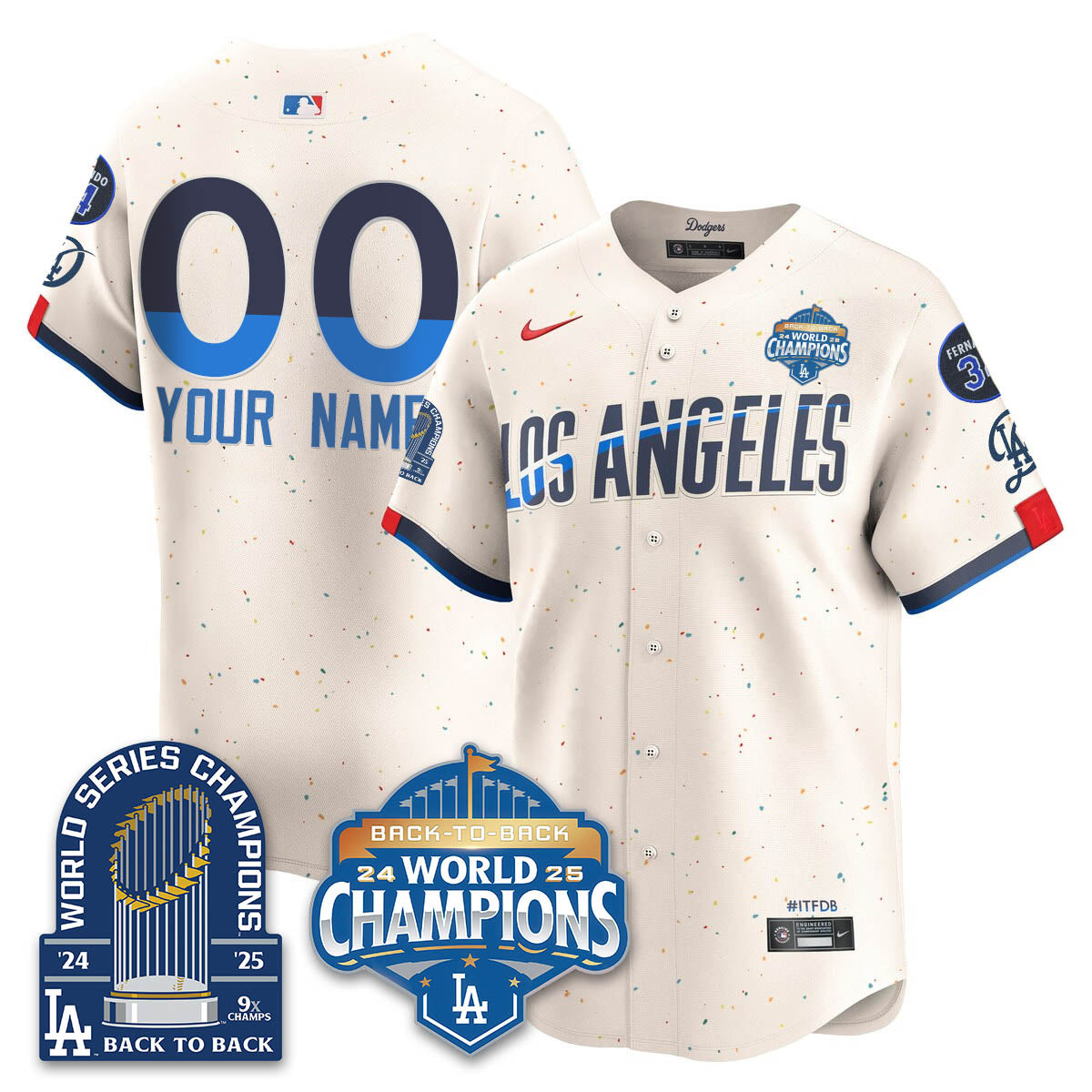 Custom LAD 2025 World Series Champions Jersey - 9x Champs - All Stitched