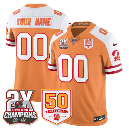 Custom TB 2-Time Champions Patch Throwback Vapor Limited Jersey - All Stitched