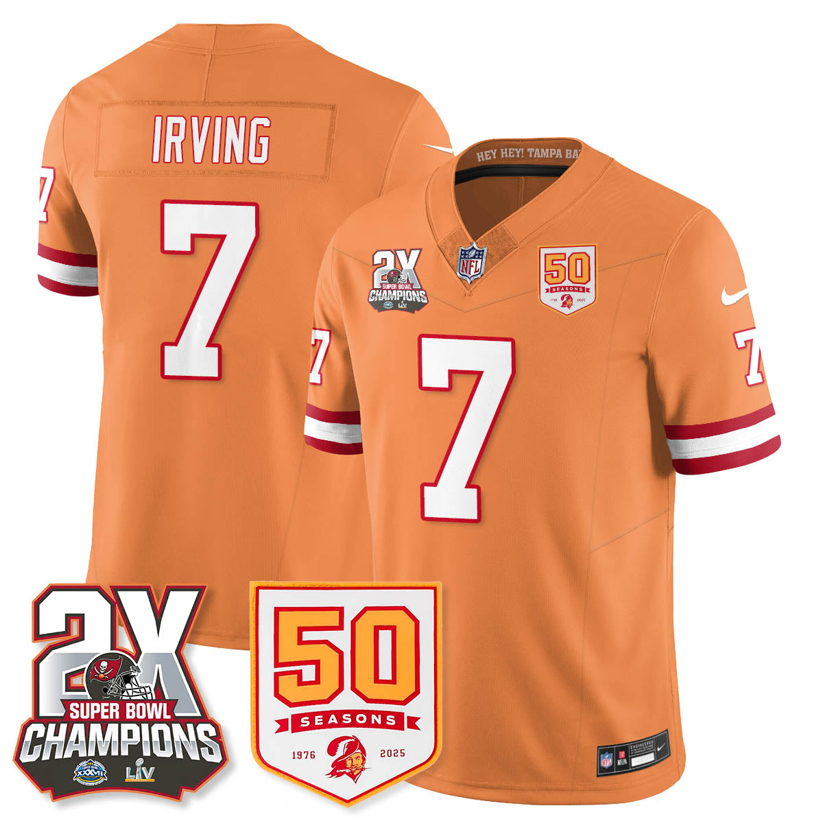 TB 2-Time Champions Patch Throwback Vapor Limited Jersey - All Stitched