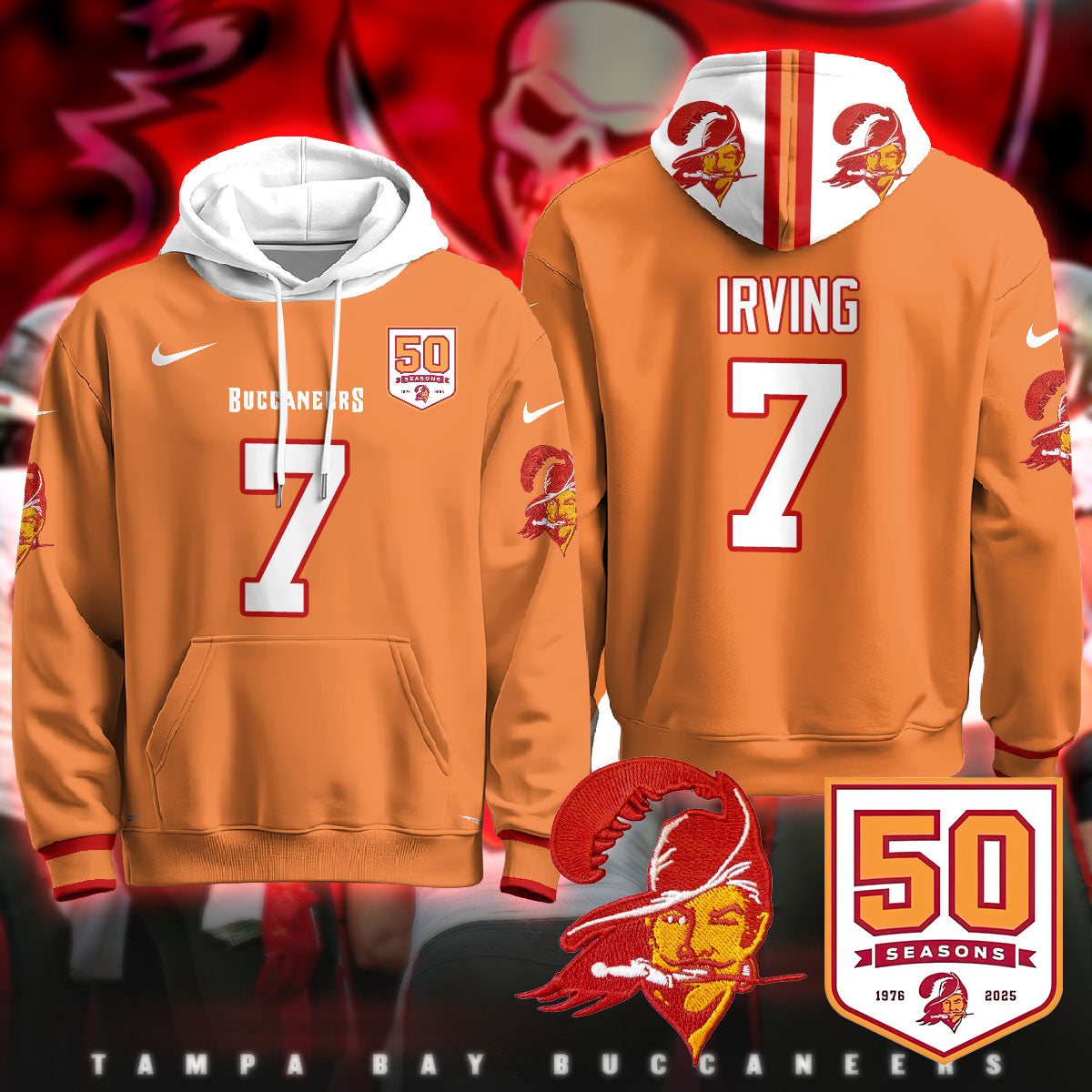 TB Creamsicle Throwback Hoodie - 50th Season Patch - All Stitched