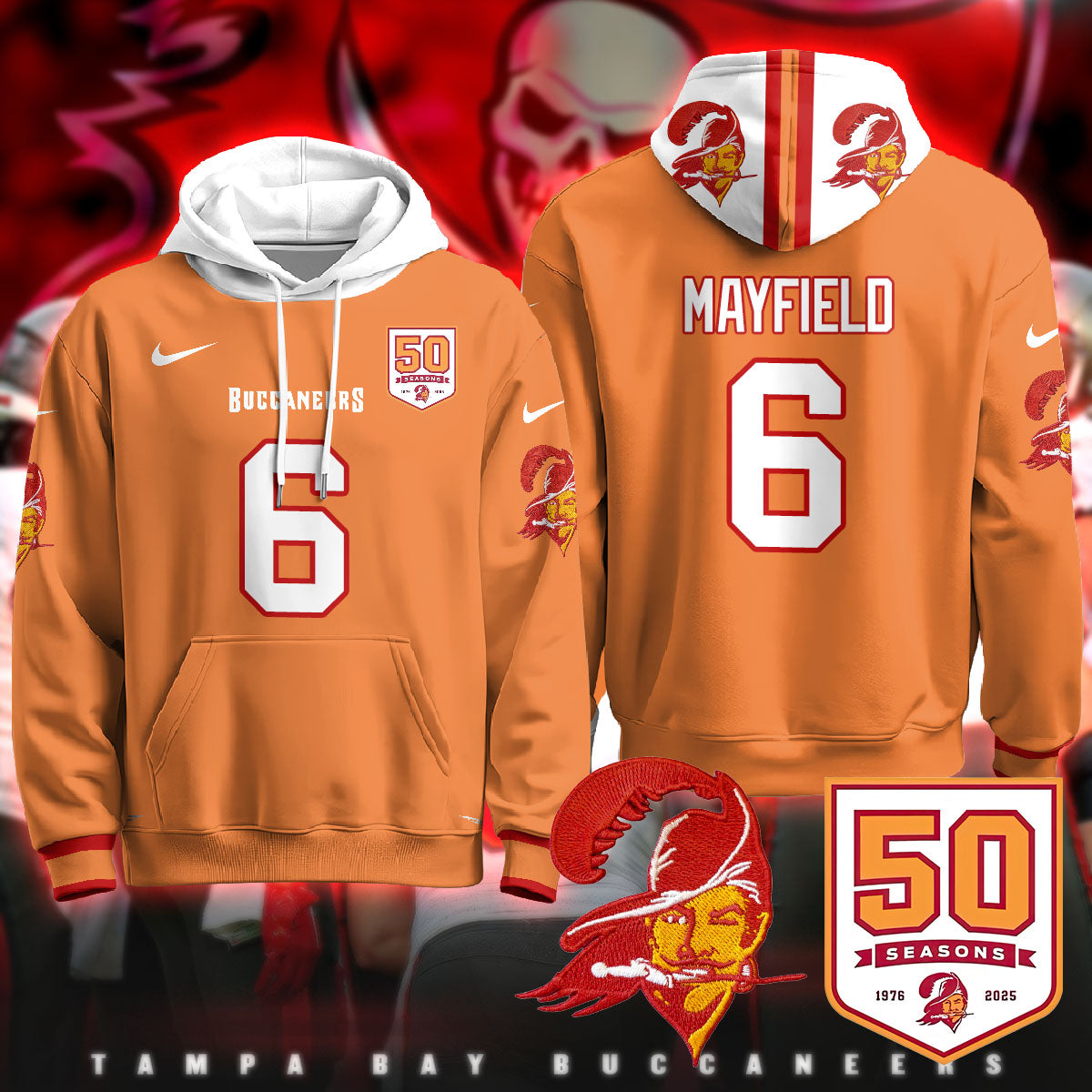 TB Creamsicle Throwback Hoodie - 50th Season Patch - All Stitched