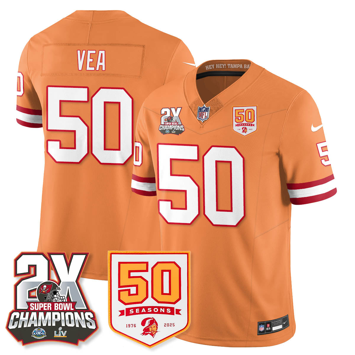 TB 2-Time Champions Patch Throwback Vapor Limited Jersey - All Stitched