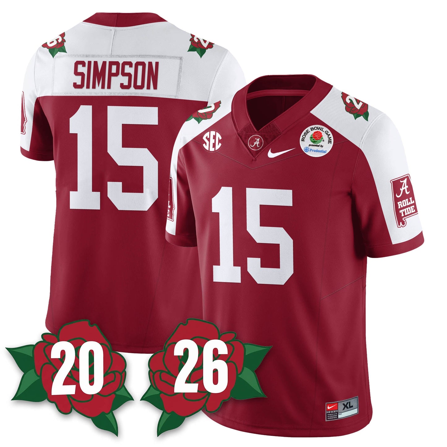BAMA Rose Bowl Vapor Limited Football Jersey - All Stitched