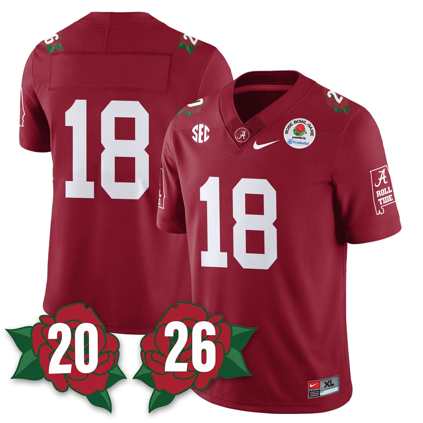 BAMA Rose Bowl Vapor Limited Football Jersey - All Stitched