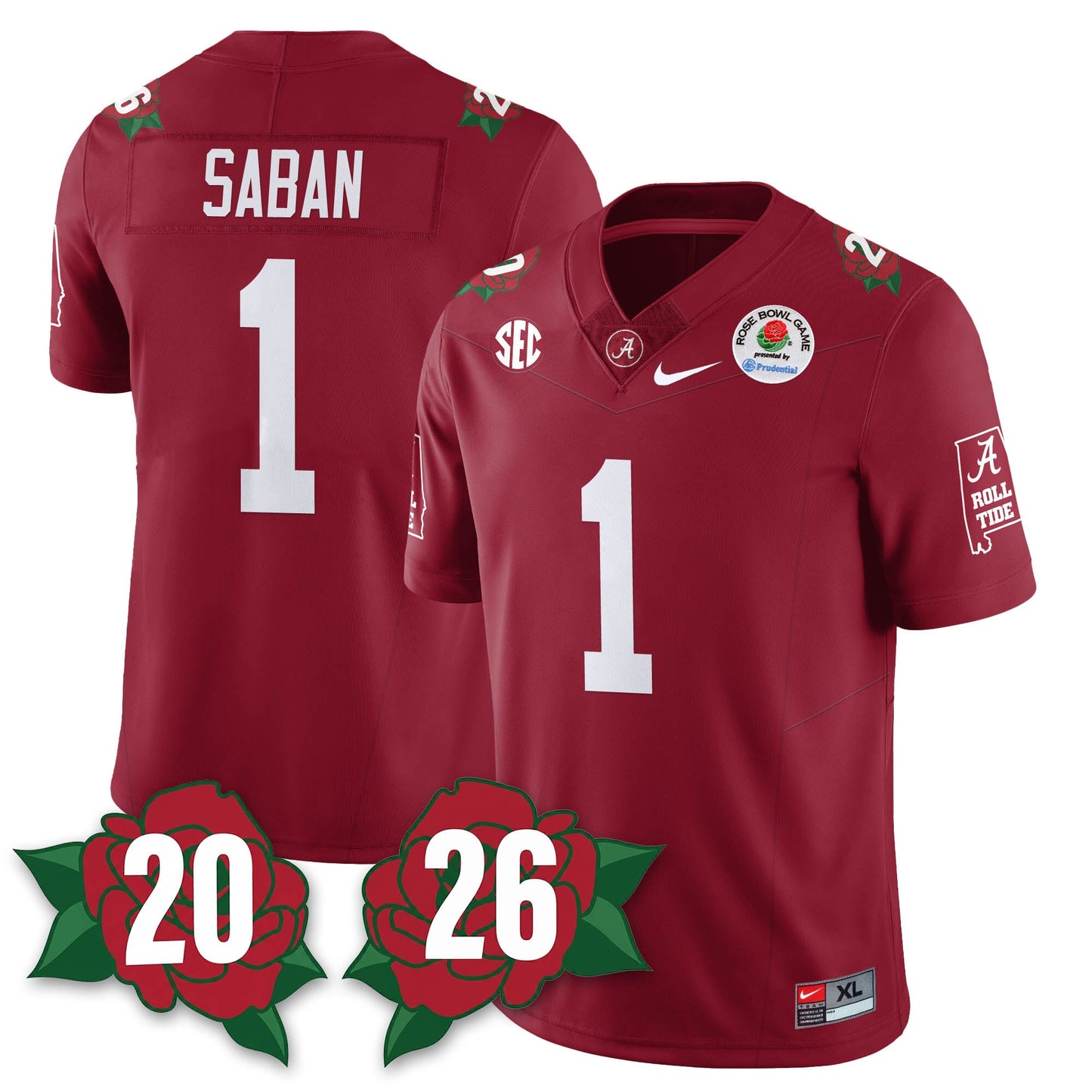 BAMA Rose Bowl Vapor Limited Football Jersey - All Stitched