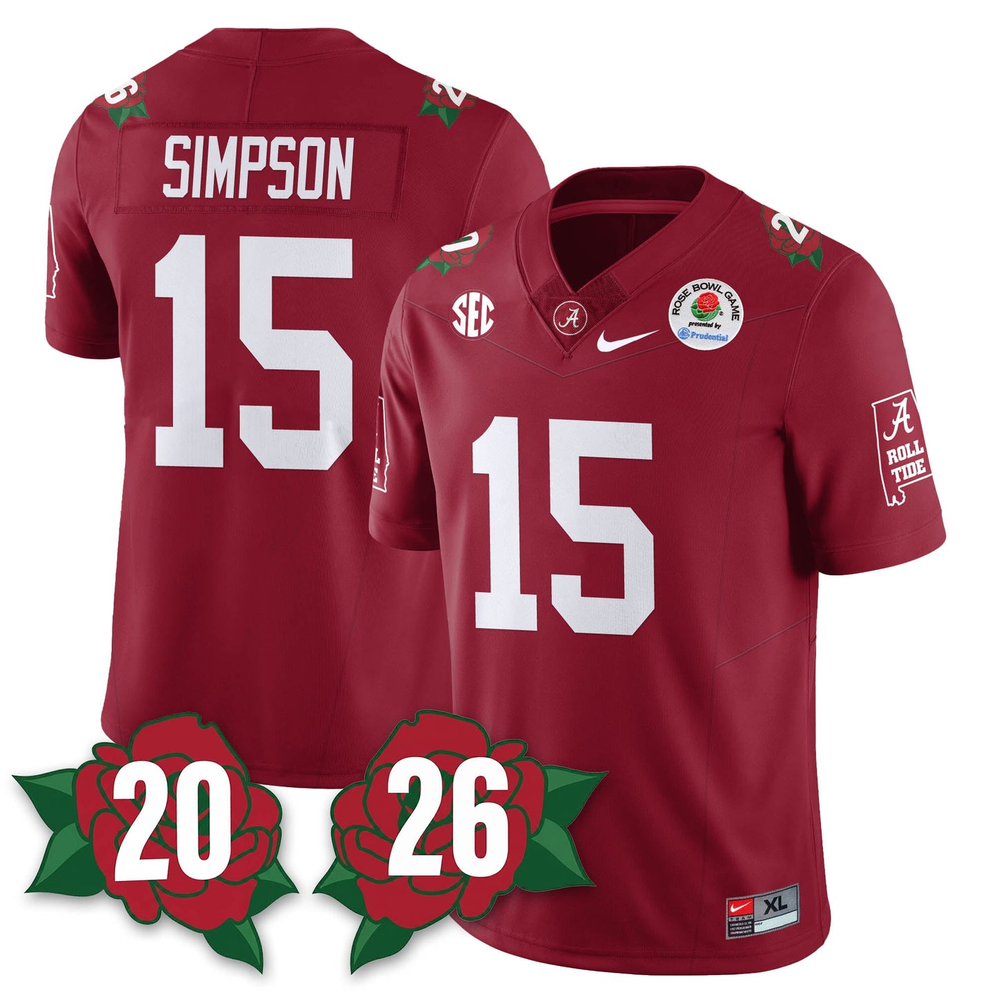 BAMA Rose Bowl Vapor Limited Football Jersey - All Stitched
