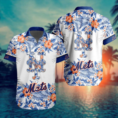 New York Mets Special Hawaiin Design Button Shirt ST2401 - The Lucky Shops