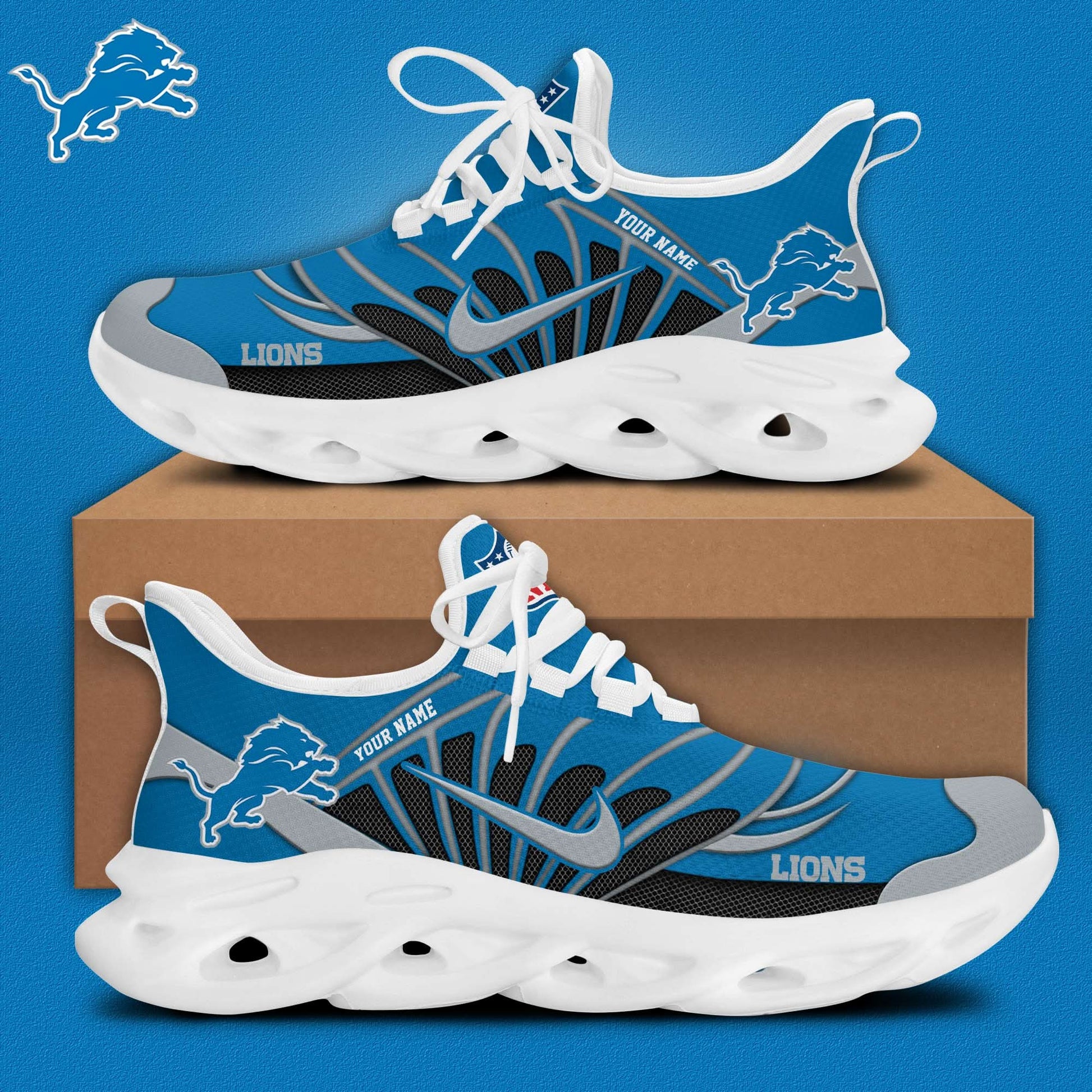 Detroit Lions Customized Premium Max Soul Shoes