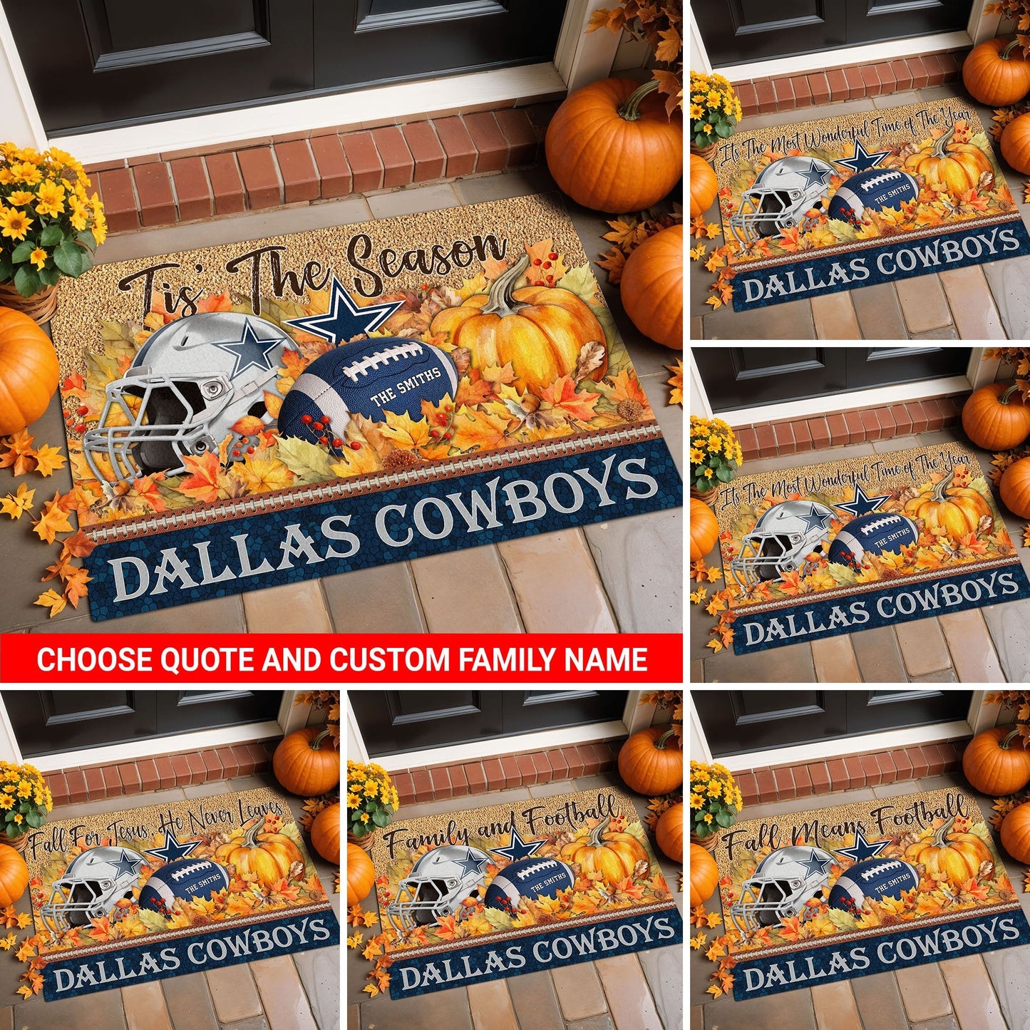 Dallas Cowboys Doormat Custom Your Family Name And Choose Your Quotes, Sport Doormat, Sport Gifts For Fan EHIVM-60421N