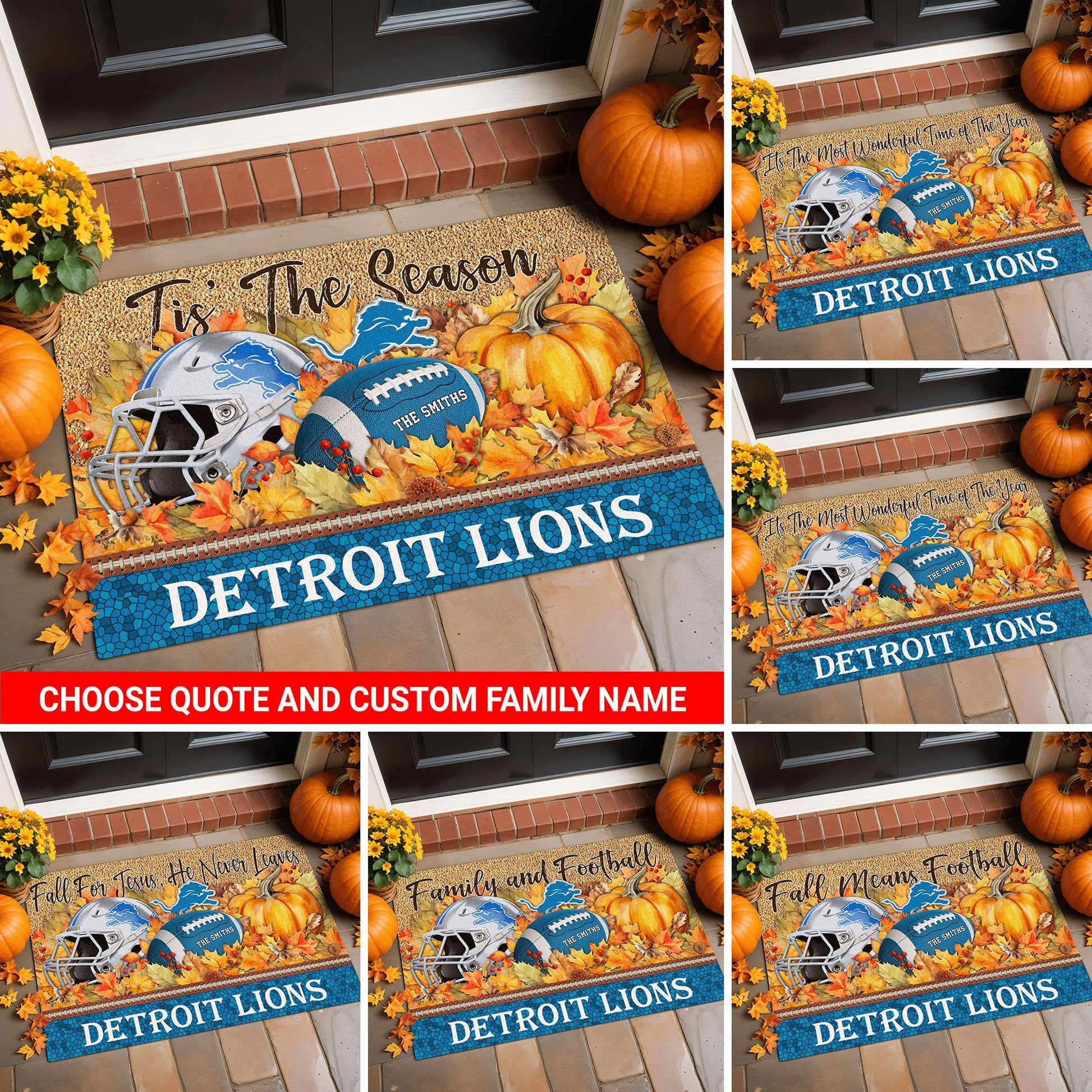 Detroit Lions Doormat Custom Your Family Name And Choose Your Quotes, Sport Doormat, Sport Gifts For Fan EHIVM-60421N