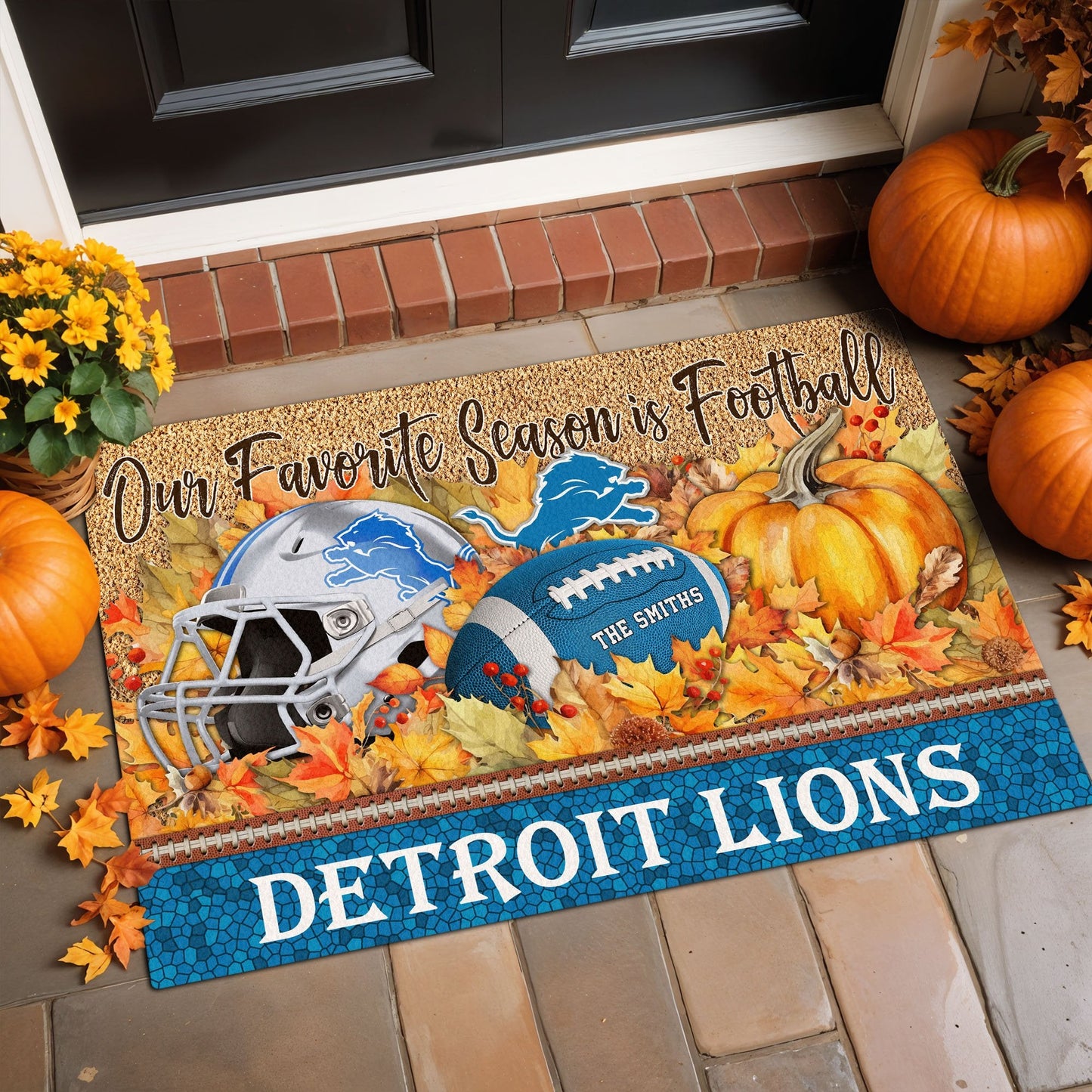 Detroit Lions Doormat Custom Your Family Name And Choose Your Quotes, Sport Doormat, Sport Gifts For Fan
