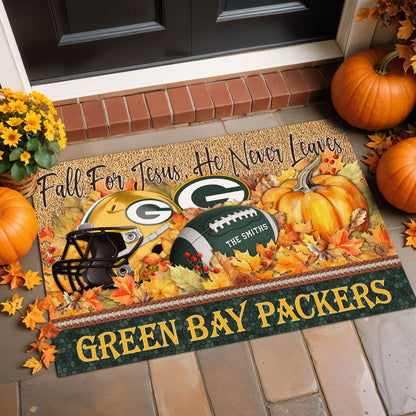 Green Bay Packers Doormat Custom Your Family Name And Choose Your Quotes, Sport Doormat, Sport Gifts For Fan