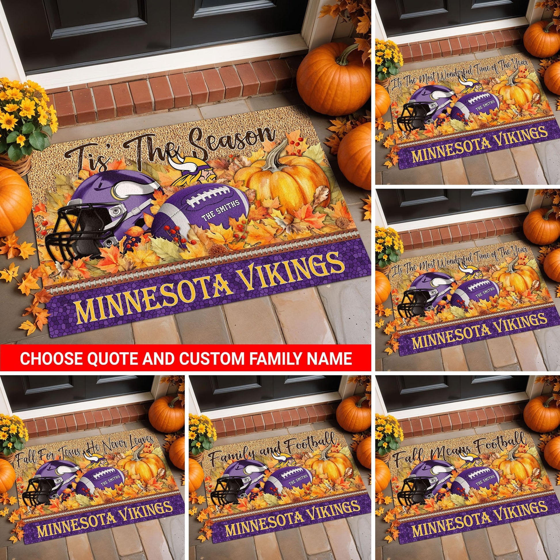 Minnesota Vikings Doormat Custom Your Family Name And Choose Your Quotes, Sport Doormat, Sport Gifts For Fan EHIVM-60421N