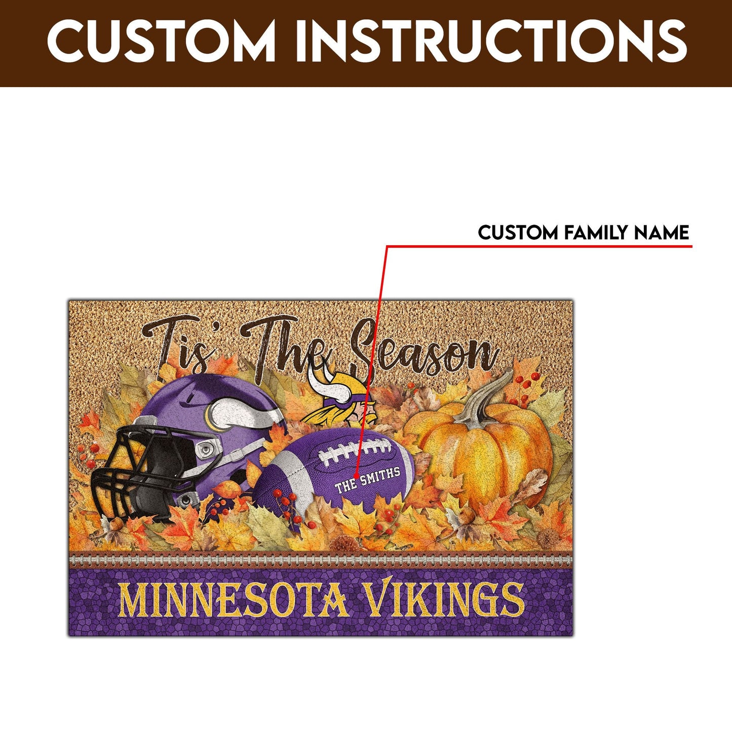 Minnesota Vikings Doormat Custom Your Family Name And Choose Your Quotes, Sport Doormat, Sport Gifts For Fan