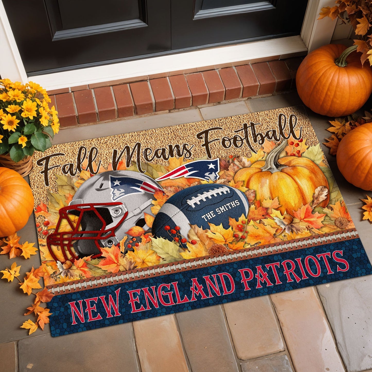 New England Patriots Doormat Custom Your Family Name And Choose Your Quotes, Sport Doormat, Sport Gifts For Fan