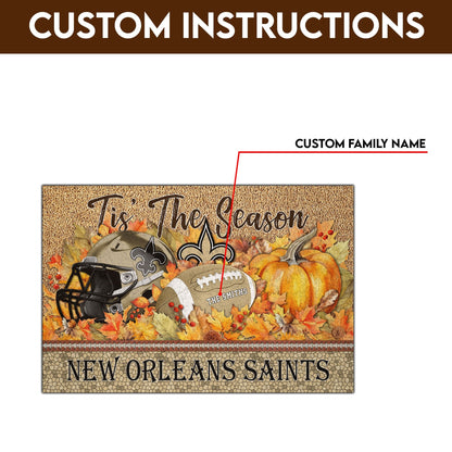 New Orleans Saints Doormat Custom Your Family Name And Choose Your Quotes, Sport Doormat, Sport Gifts For Fan