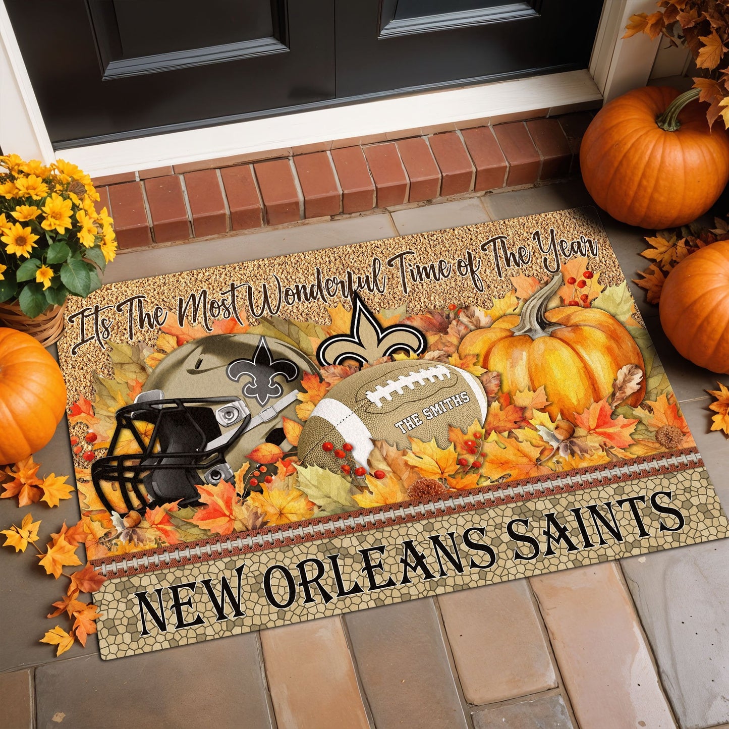 New Orleans Saints Doormat Custom Your Family Name And Choose Your Quotes, Sport Doormat, Sport Gifts For Fan