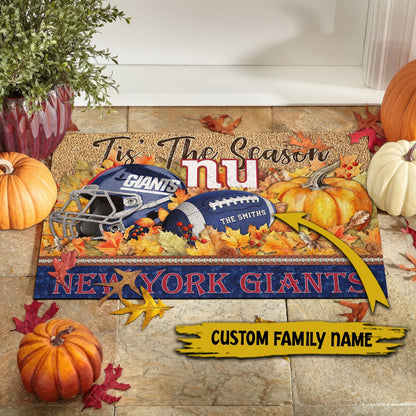 New York Giants Doormat Custom Your Family Name And Choose Your Quotes, Sport Doormat, Sport Gifts For Fan EHIVM-60421N