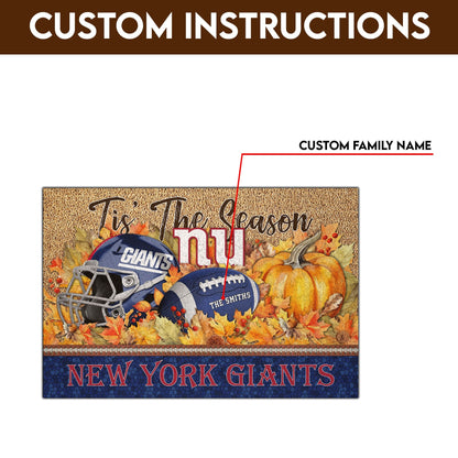New York Giants Doormat Custom Your Family Name And Choose Your Quotes, Sport Doormat, Sport Gifts For Fan