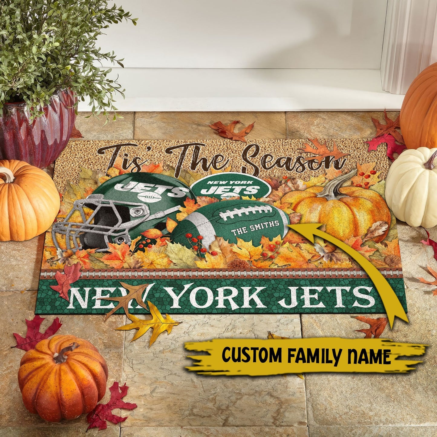 New York Jets Doormat Custom Your Family Name And Choose Your Quotes, Sport Doormat, Sport Gifts For Fan EHIVM-60421N