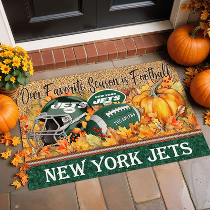 New York Jets Doormat Custom Your Family Name And Choose Your Quotes, Sport Doormat, Sport Gifts For Fan