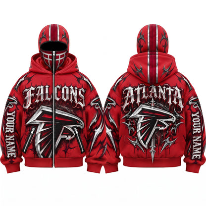 ATL Gothic Style Personalized Mask Zip Up Hoodie - Printed