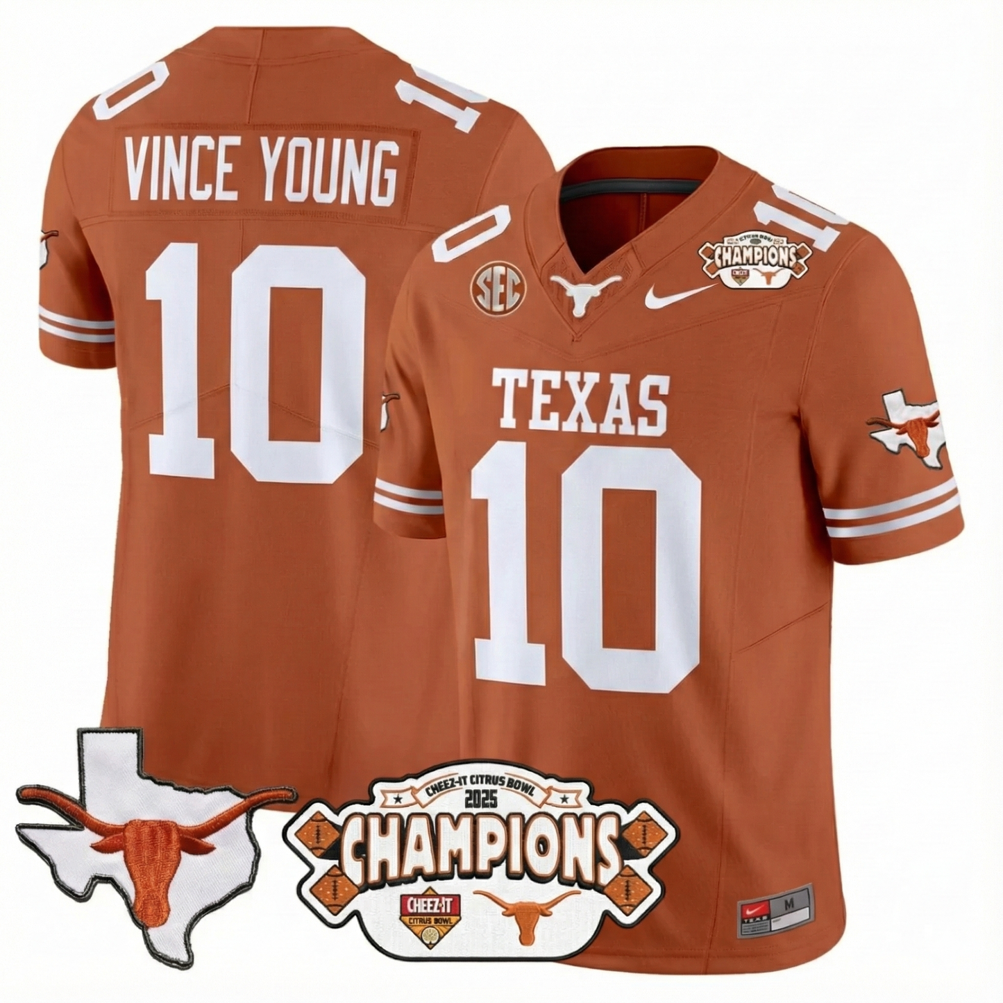 TEX 2025 State Map & Citrus Bowl Champions Patch Vapor Limited Jersey V1 - All Stitched