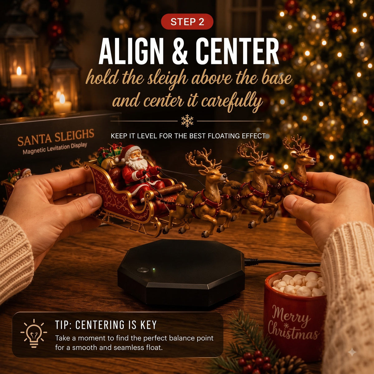 SantaFloat™ Magnetic Sleigh Display