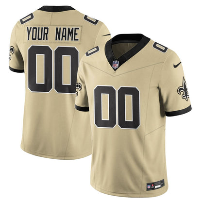 New Orleans Saints Golds Alternate Vapor Limited Custom Jersey - All Stitched