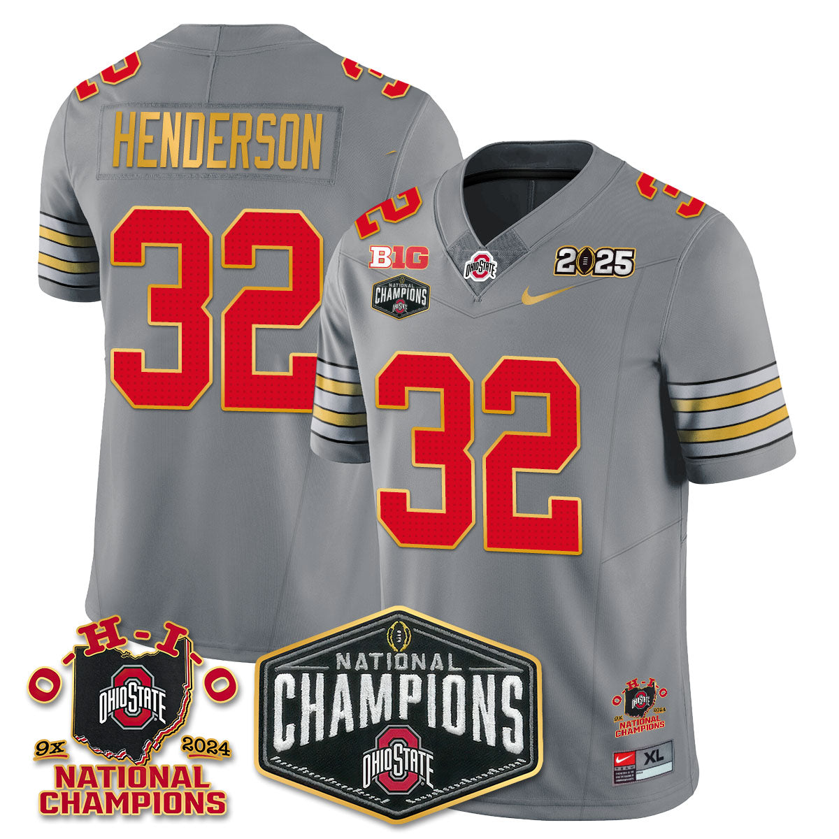 OSU 'Heritage Stripe' 2025 CFP Patch - National Champions Jersey N8 - All Stitched