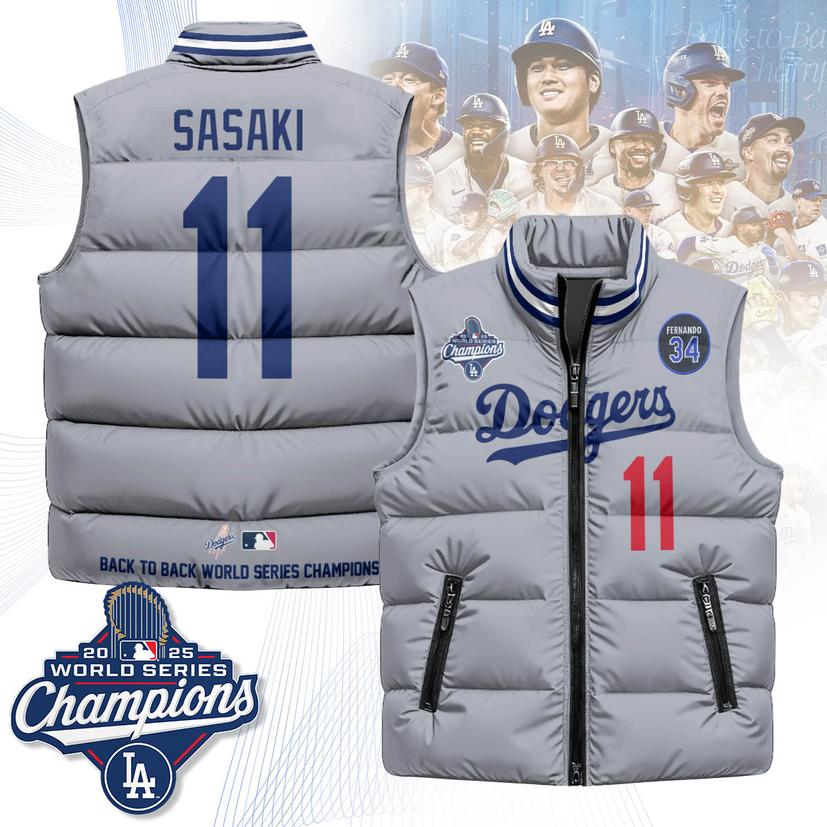 LAD 2025 World Series Champions Puffer Vest
