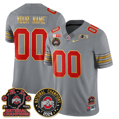 OSU 'Heritage Stripe' 2025 CFP Patch - National Champions Gold Custom Jersey N5 - All Stitched