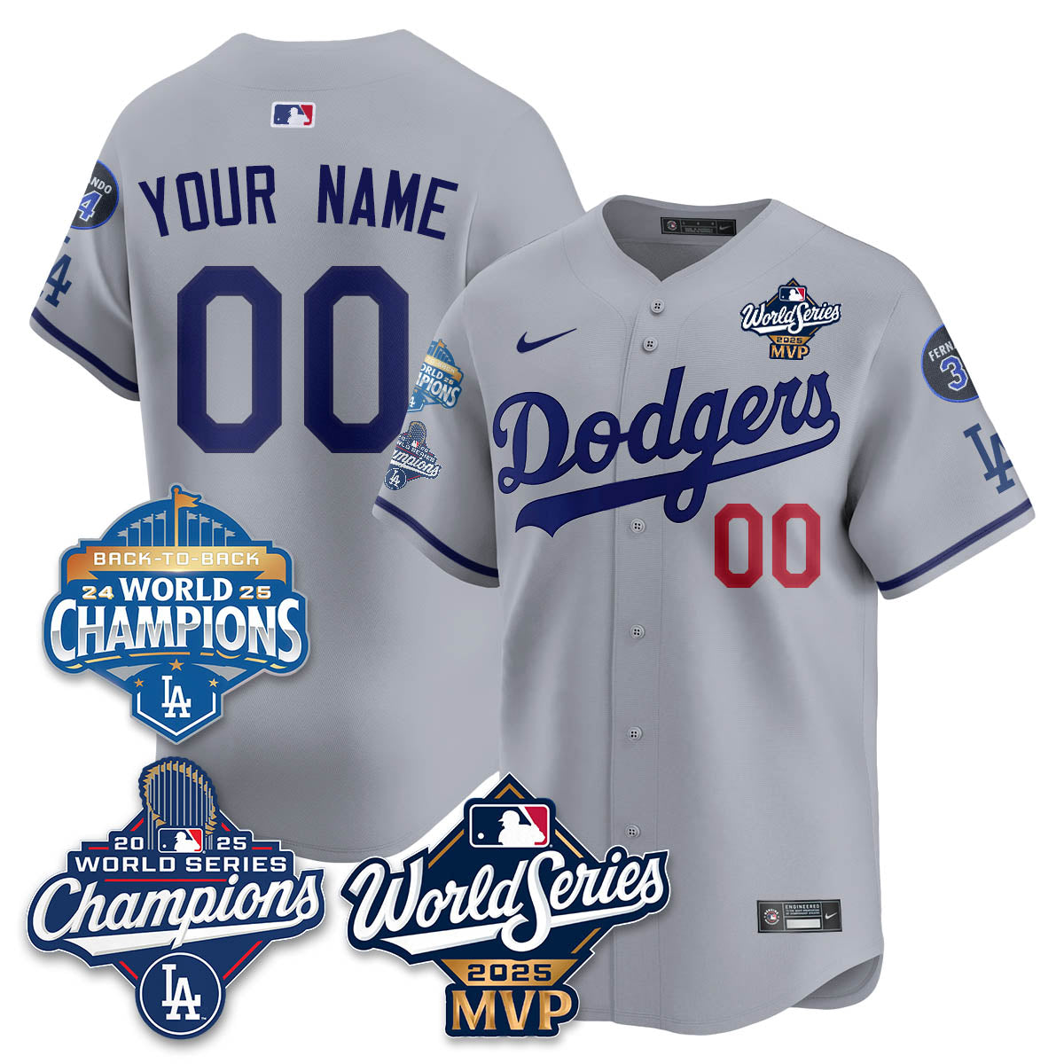 Yoshinobu Yamamoto LAD 2025 World Series MVP Custom Jersey - All Stitched