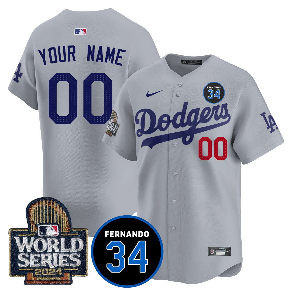 Dodgers Fernando Valenzuela Memorial Custom Jersey - All Stitched