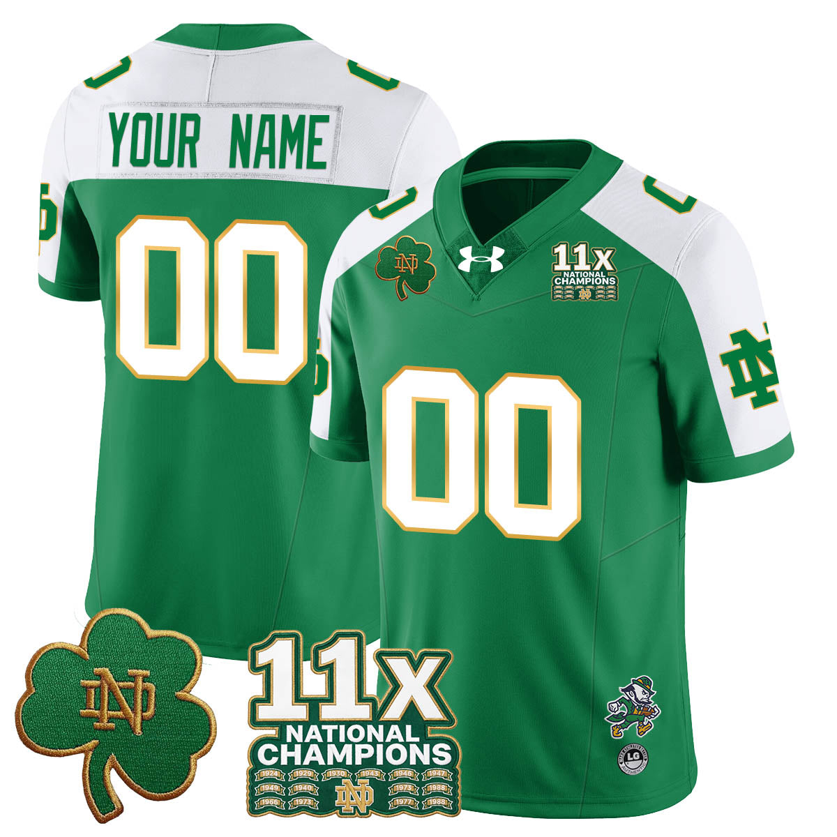 Custom ND 11x-Time National Champions Vapor Limited Jersey - All Stitched