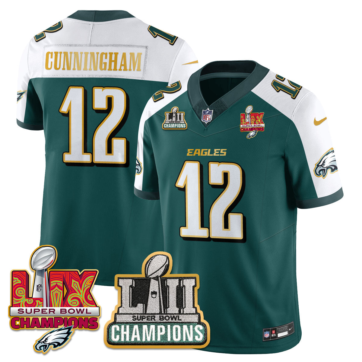 PHI LII-LIX Super Bowl Champions Vapor Limited Gold Jersey - All Stitched