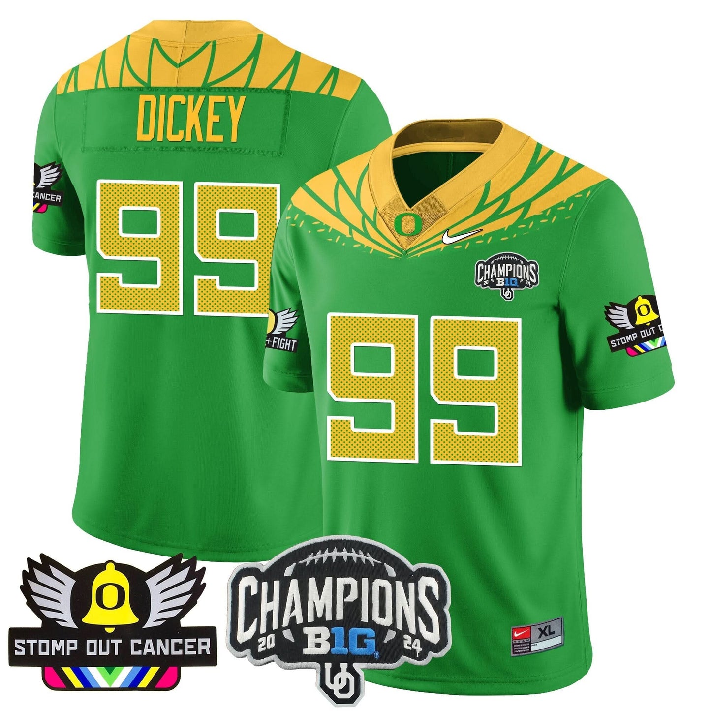 Oregon Alternate 2024 Big Ten Champions Jersey V2 - All Stitched