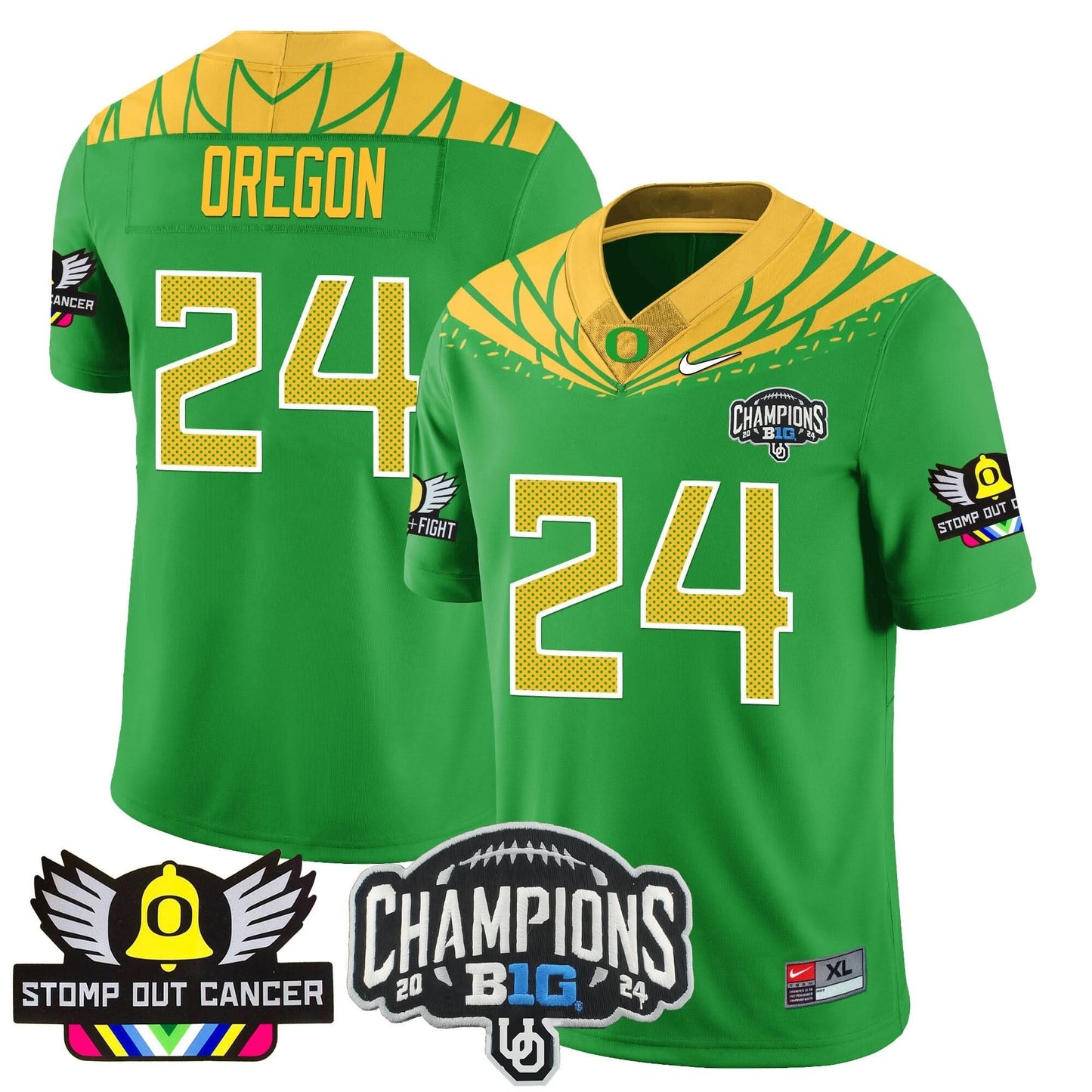 Oregon Alternate 2024 Big Ten Champions Jersey V2 - All Stitched