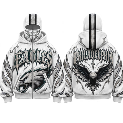 PHI Gothic Style Mask Zip Up Hoodie - Printed