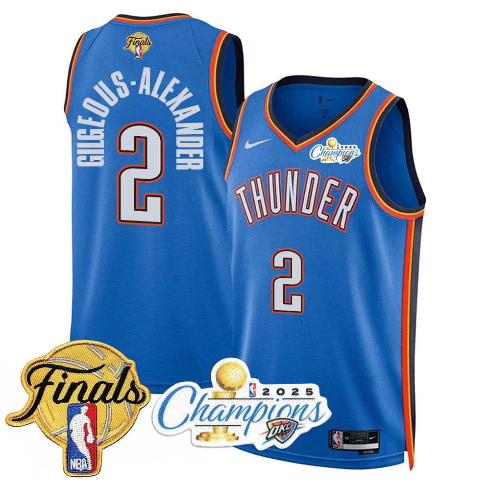Oklahoma City Thunder 2025 NBA Champions Jersey - All Stitched