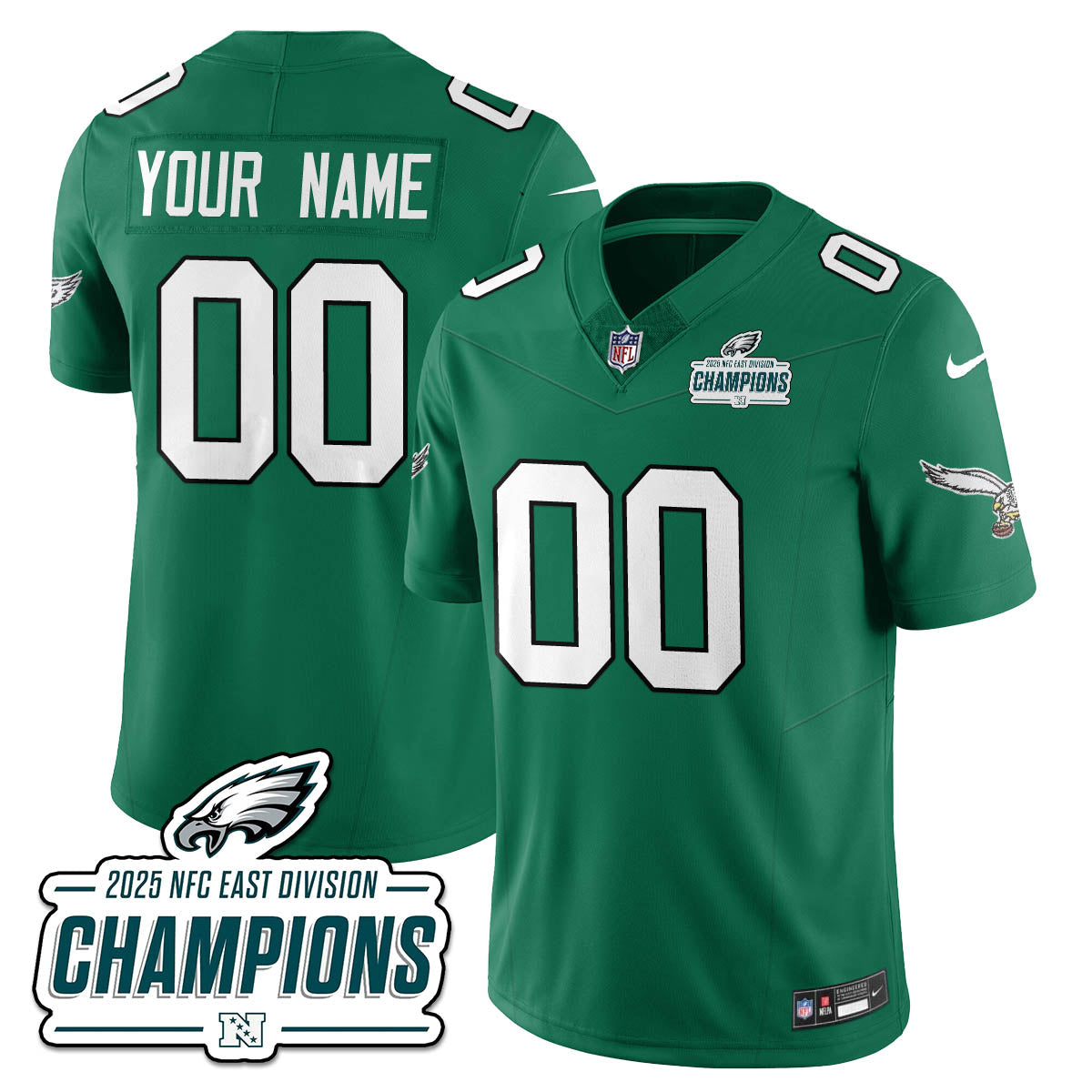 PHI NFC East Champions Vapor Limited Custom Jersey - All Stitched