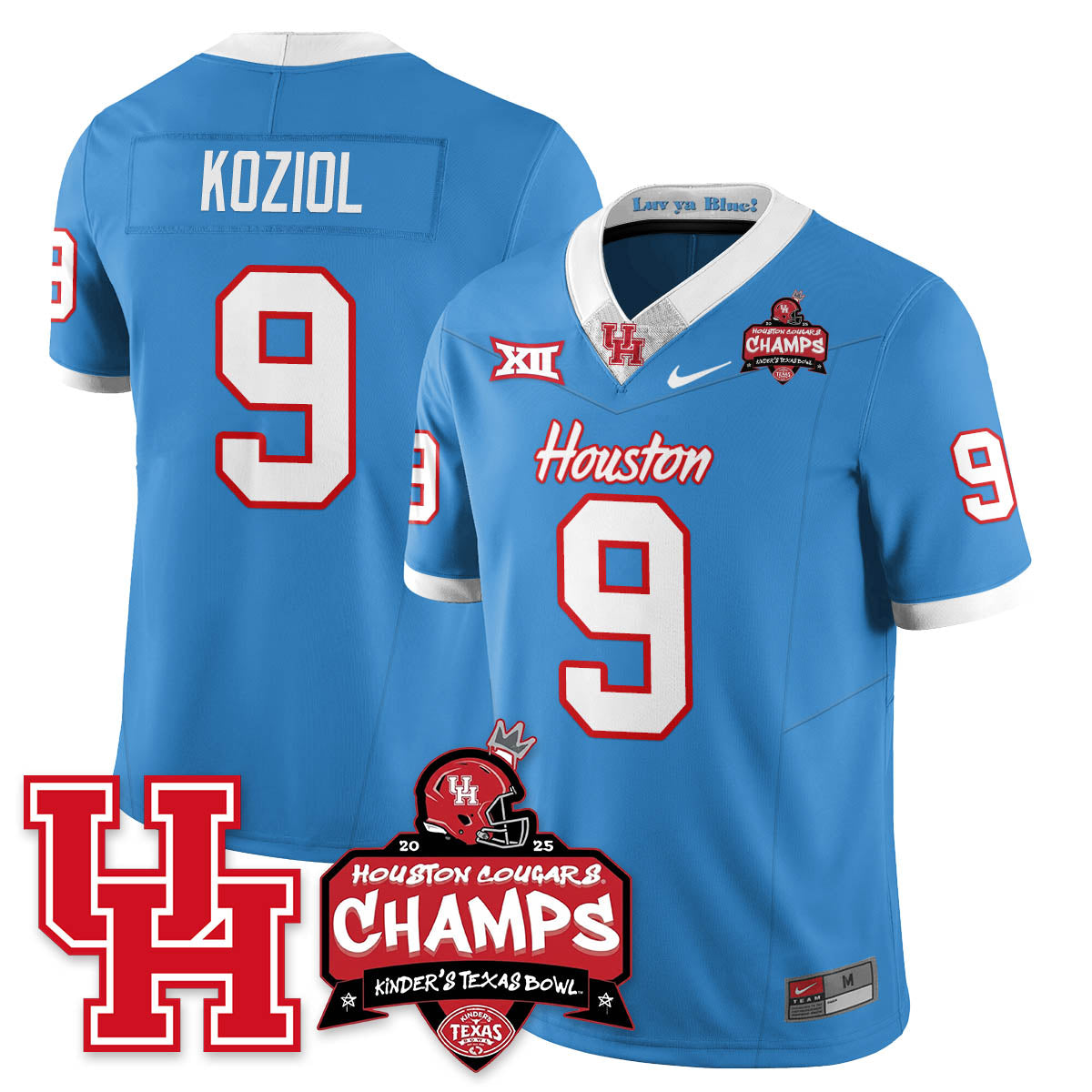 Houston Cougar Football 2025 Kinder's Texas Bowl Champions Jersey - All Stitched