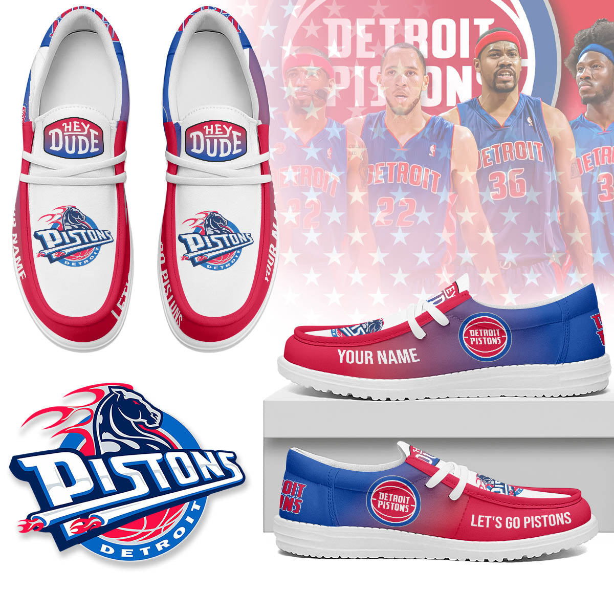 Detroit Pistons | Premium Loafer Shoes