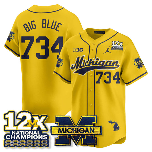 MICH 12x-Time National Champions Baseball Limited Jersey - Stitched