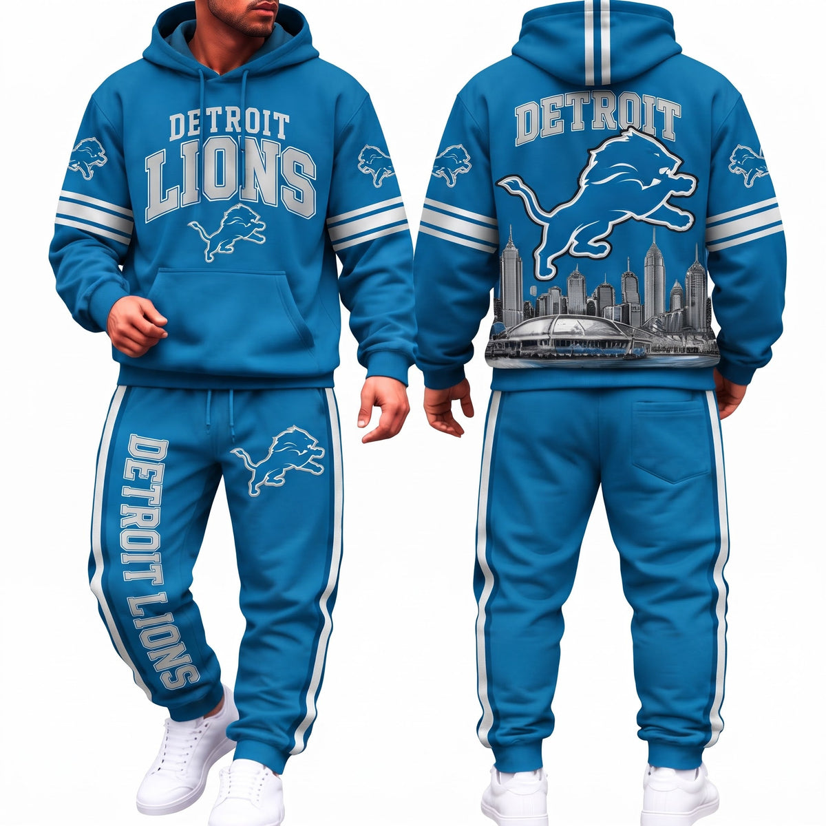 DET Streetwear Hoodie Pants Set - Printed