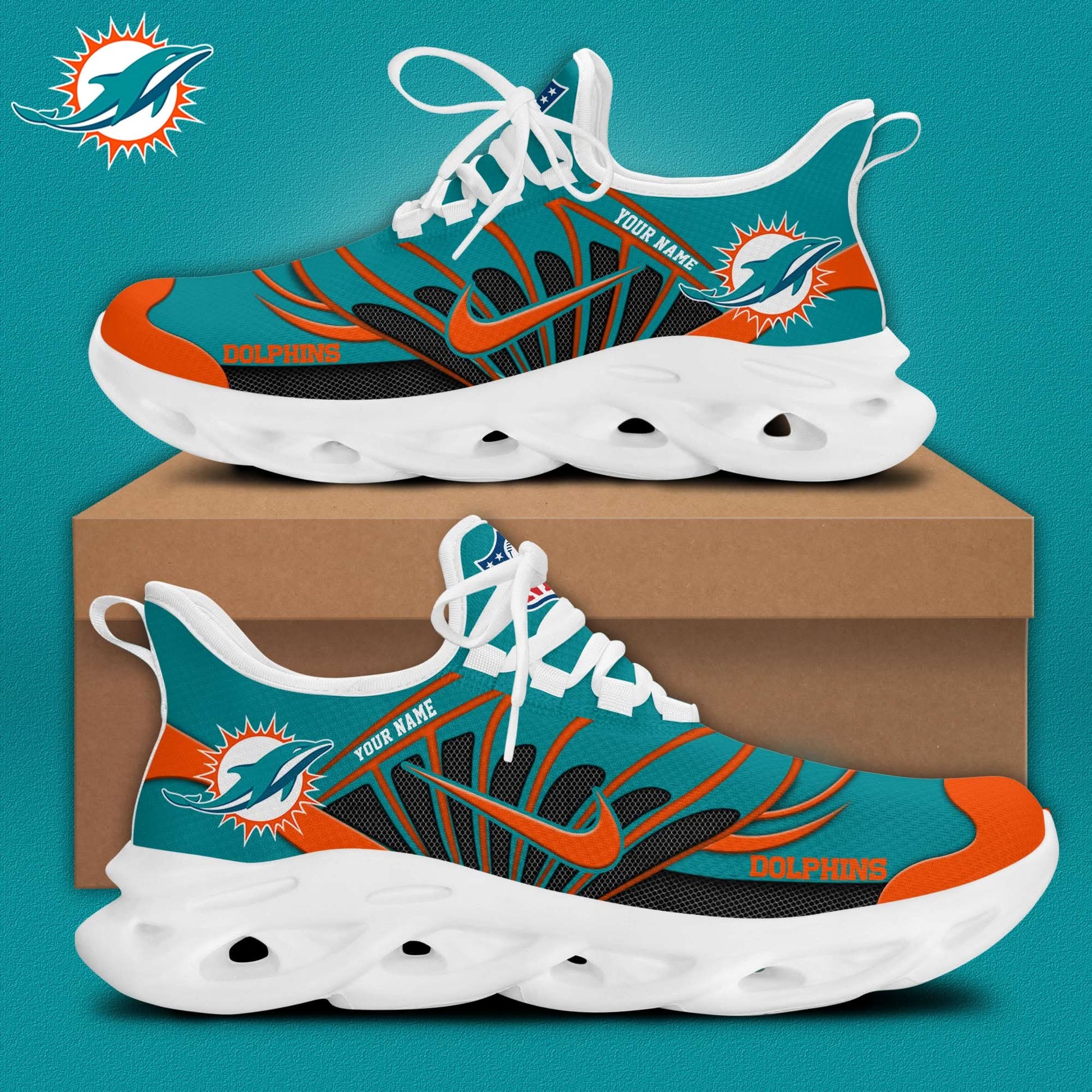 Miami Dolphins Customized Premium Max Soul Shoes